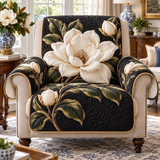 Midnight Magnolia Bloom Quilted Sofa Cover TZL0DV507