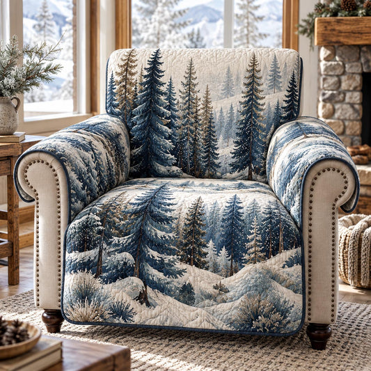 Midnight Snowy Forest Quilted Sofa Cover TZL0DV501