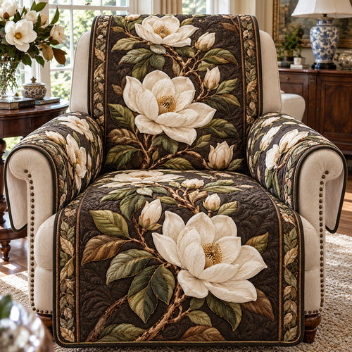 Mocha Magnolia Garden Quilted Sofa Cover TZL0DV511