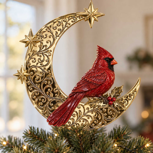 Moonlit Cardinal Christmas Tree Topper TZL0TD54
