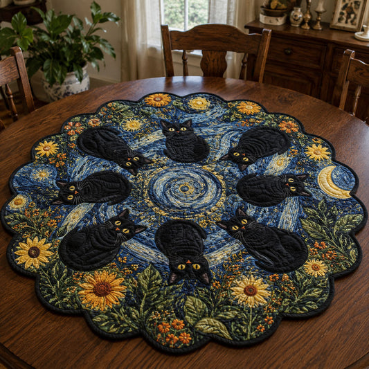 Moonlit Cats Custom Shape Quilted Table Topper TZL0PT0035