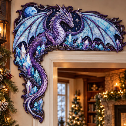 Moonlit Crystal Dragon Christmas Door Corner Sign TZL0PT0749