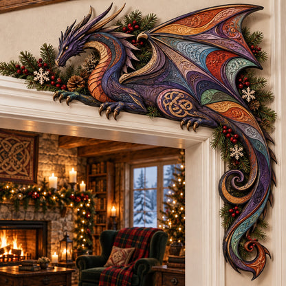 Mosaic Wing Dragon Christmas Door Corner Sign TZL0PT0743