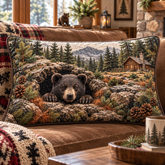 Mountain Bear Retreat Quilted Bedding Pillow Case TZL0DV361