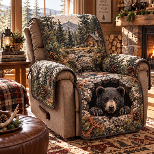 Mountain Bear Retreat Quilted Sofa Cover TZL0DV361