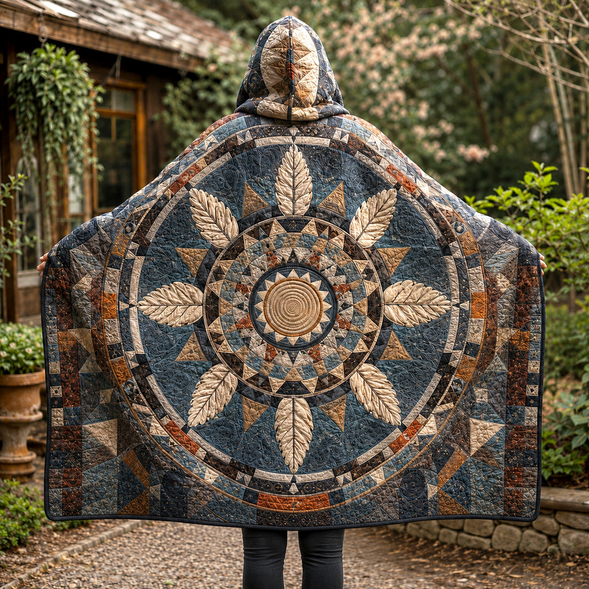 Mountain Mandala Quilted Hooded Blanket TZL0TV047