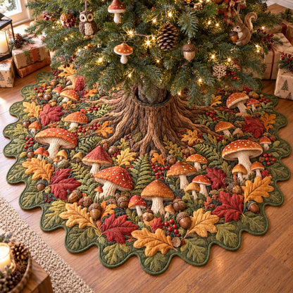 Mushroom Luck Custom Shape Christmas Quilted Tree Skirt TZL0TD23