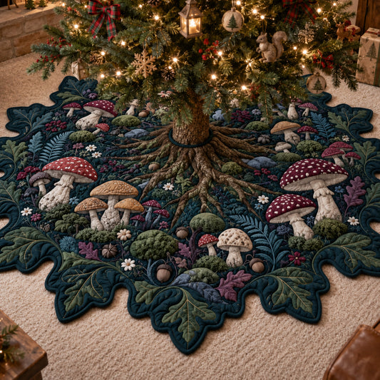 Mystic Forest Custom Shape Christmas Quilted Tree Skirt TZL0TV053