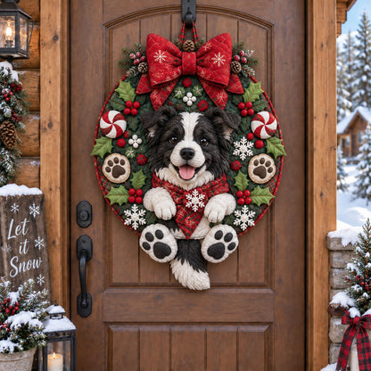 Merry Tails Christmas Custom Shape Quilted Door Hanger NCU0TZL02