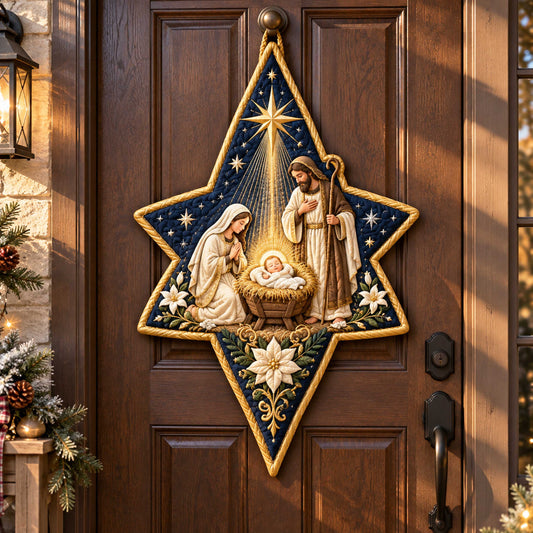 Nativity Blessing Custom Shape Quilted Door Hanger TZL0TD63