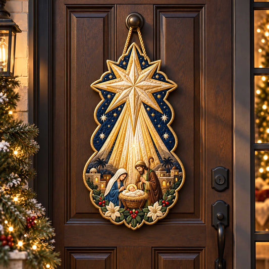 Nativity Faith Custom Shape Quilted Door Hanger TZL0TD67