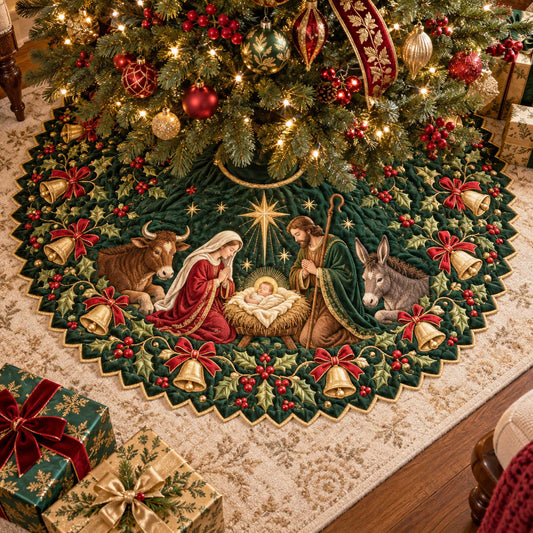 Nativity Grace Custom Shape Christmas Quilted Tree Skirt TZL0TD02