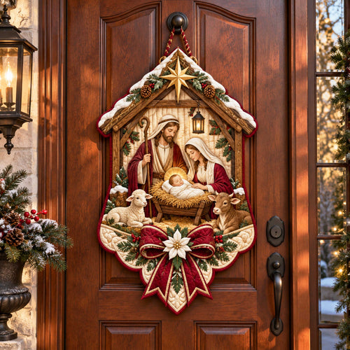 Nativity Grace Custom Shape Quilted Door Hanger TZL0TD64