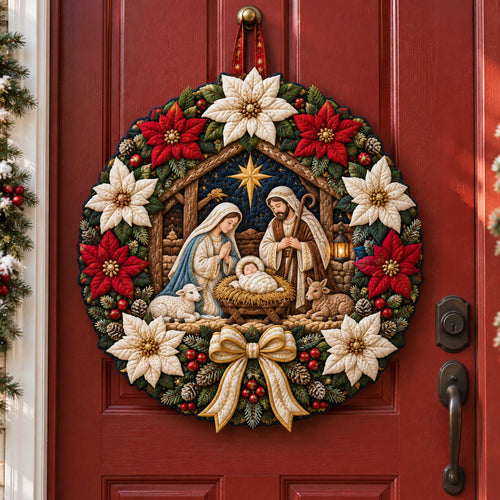 Nativity Grace Custom Shape Quilted Door Hanger TZL0TD72