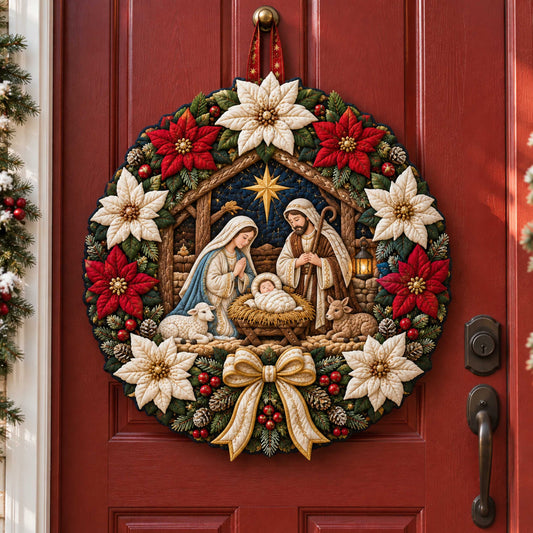 Nativity Grace Custom Shape Quilted Door Hanger TZL0TD72