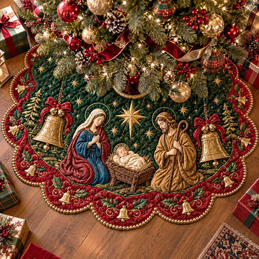 Nativity Hope Custom Shape Christmas Quilted Tree Skirt TZL0TD07