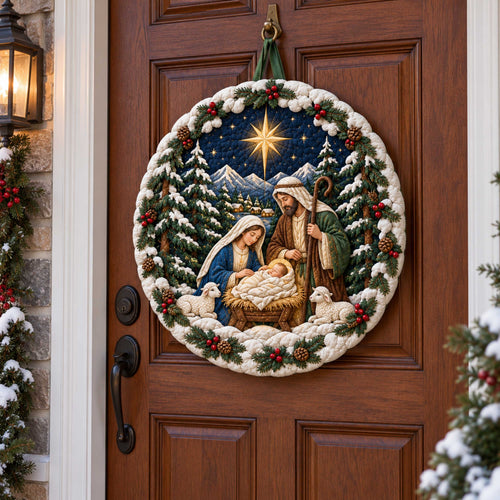 Nativity Hope Custom Shape Quilted Door Hanger TZL0TD76