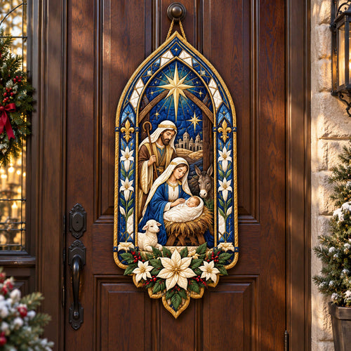 Nativity Miracle Custom Shape Quilted Door Hanger TZL0TD68