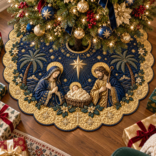 Nativity Wonder Custom Shape Christmas Quilted Tree Skirt TZL0TD16