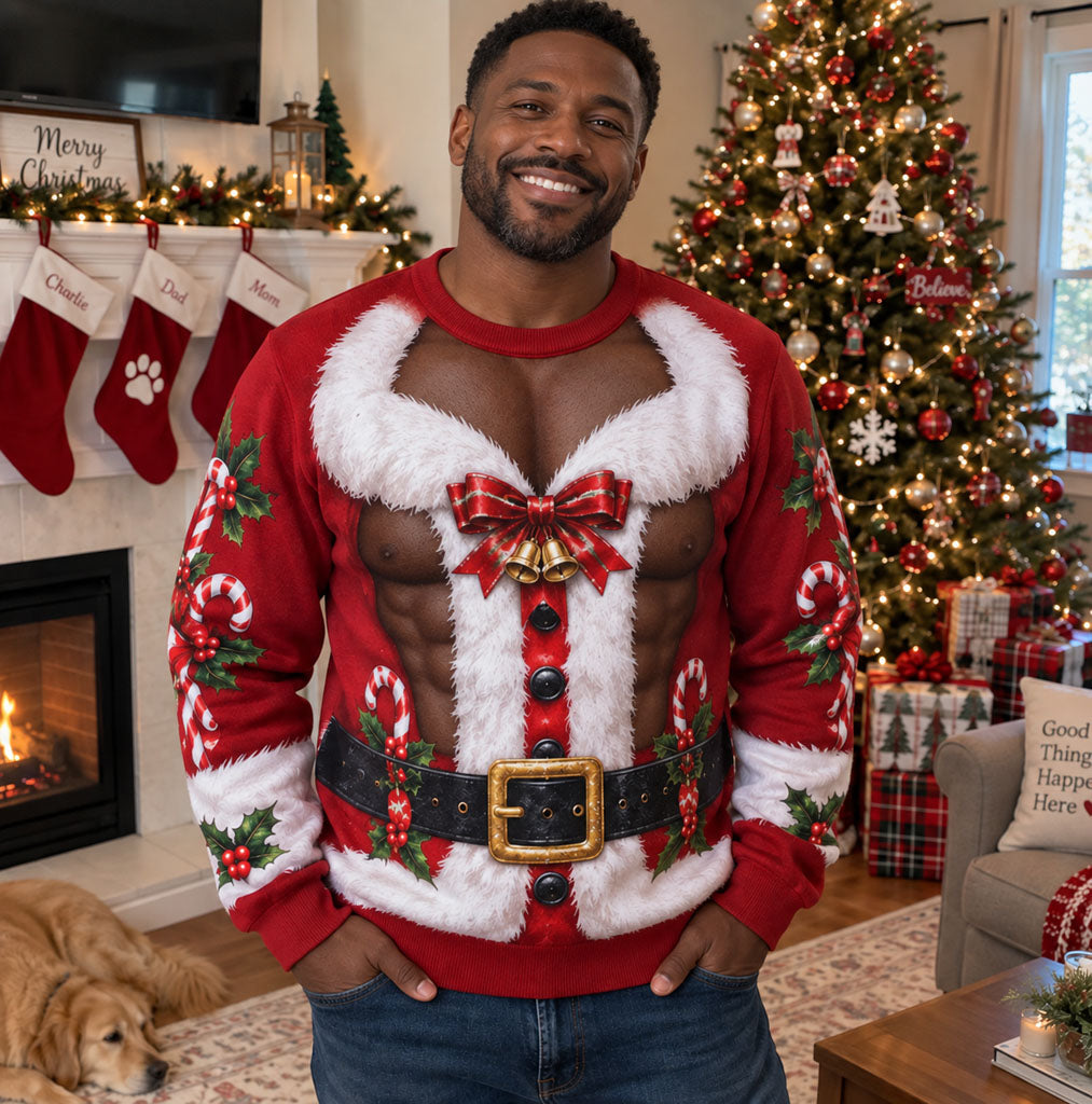 North Pole Beefcake Personalized Ugly Sweatshirt TZL0PT0228