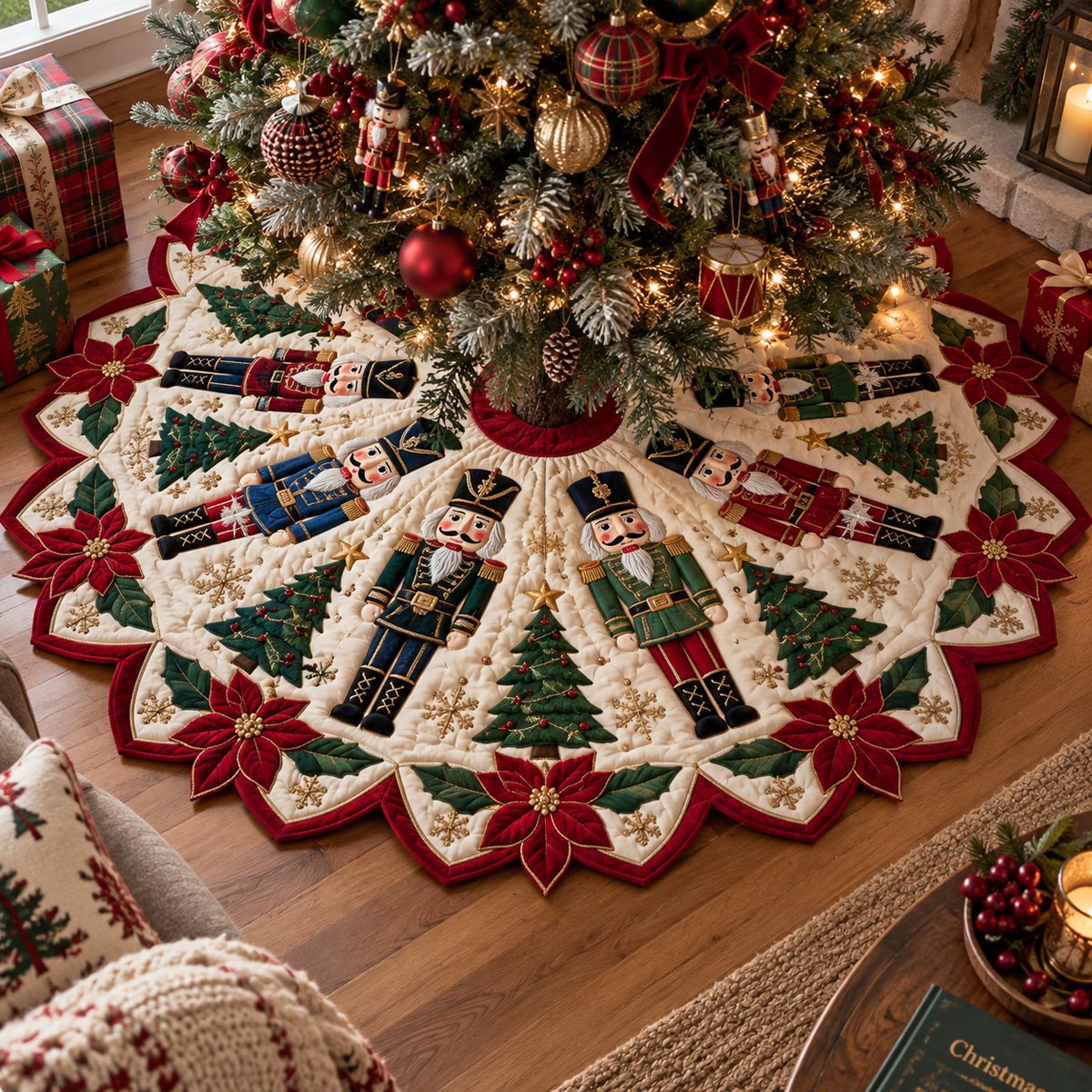 Nutcracker Holiday Charm Custom Shape Christmas Quilted Tree Skirt TZL0DV169