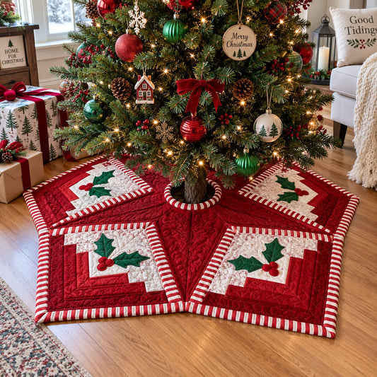 Old-Fashioned Christmas Custom Shape Christmas Quilted Tree Skirt TZL0PT0263