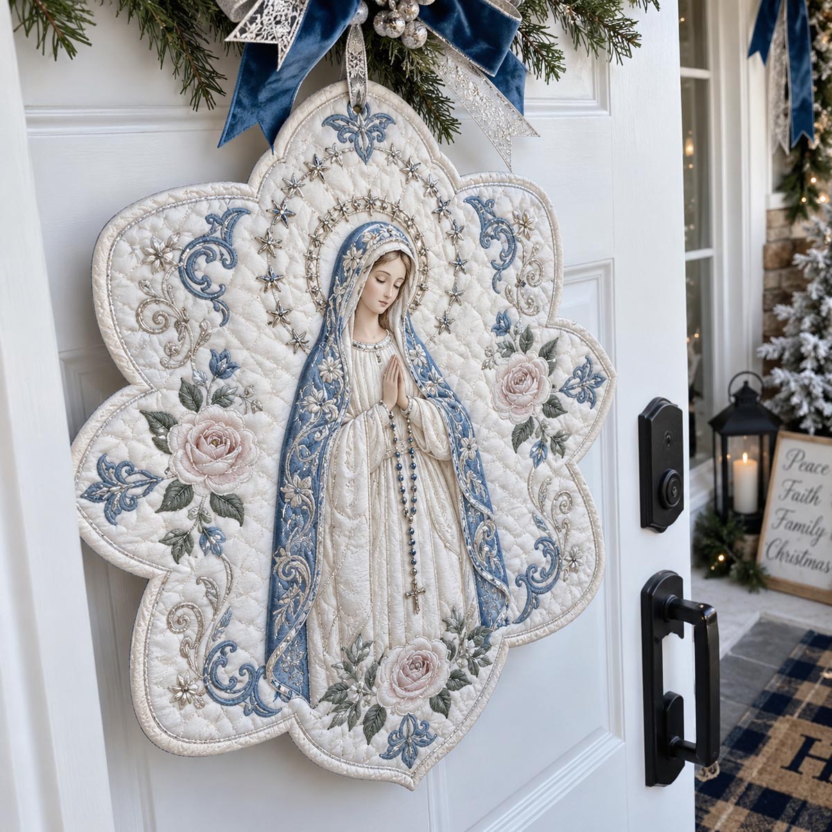 Our Lady In Bloom Custom Shape Quilted Door Hanger TZL0DV076