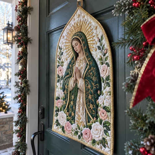 Our Lady Of Roses Custom Shape Quilted Door Hanger TZL0DV079