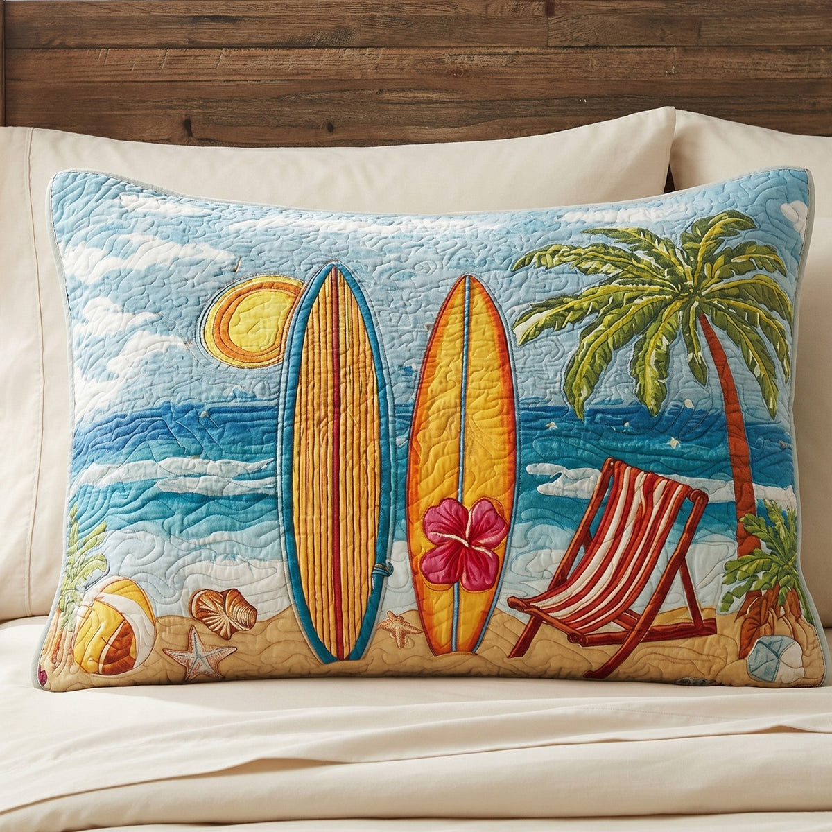 Palm Escape Quilted Bedding Pillow Case NCU0NT12642