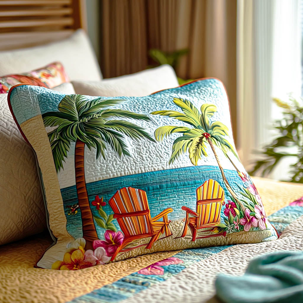 Palm Escape Quilted Bedding Pillow Case NCU0TD2601