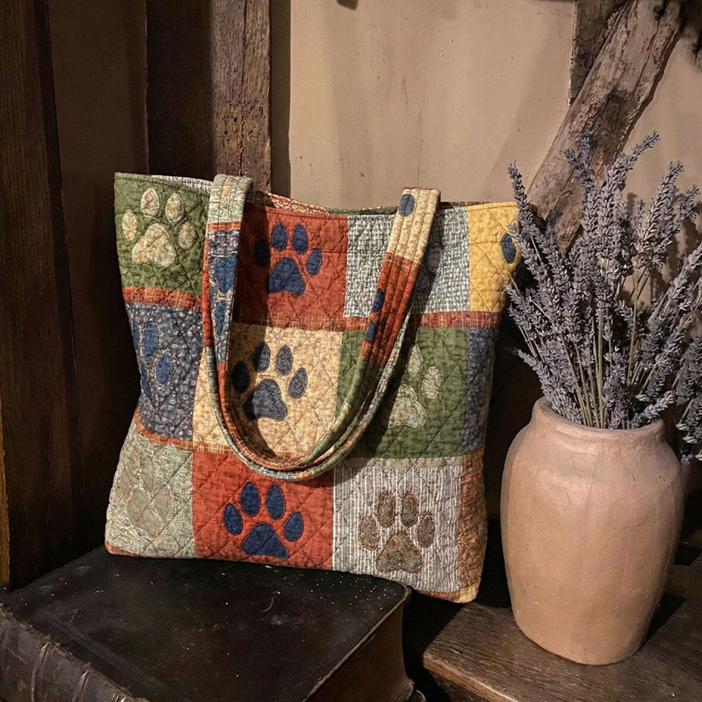 Paw Trail Harmony Quilted Zipper Tote Bag SN0PT005