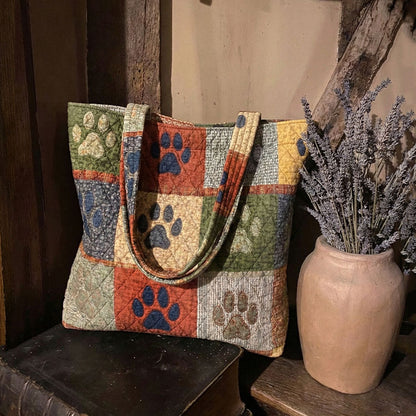 Paw Trail Harmony Quilted Zipper Tote Bag SN0PT005