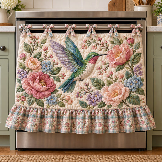 Peony Hummingbird Blush Quilted Oven Curtain TZL0TV206