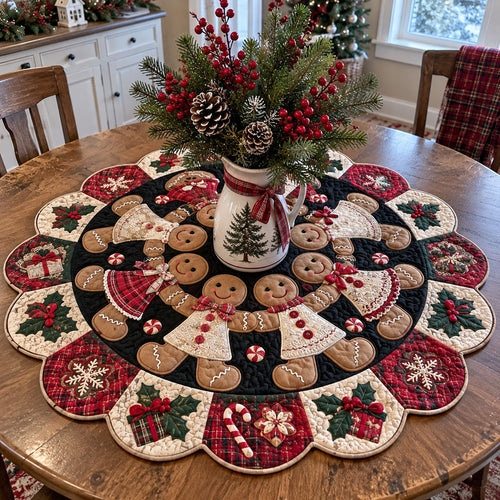 Peppermint Holly Wishes Custom Shape Quilted Table Topper TZL0PT0356
