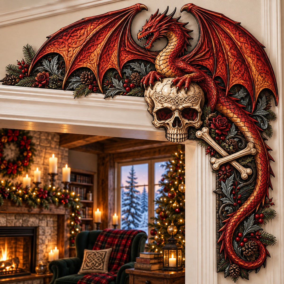 Pirate Skull Dragon Christmas Door Corner Sign TZL0PT0747