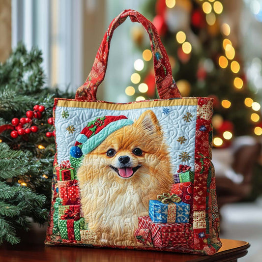 Pom Gift Time Quilted Tote Bag NCU0NT9878