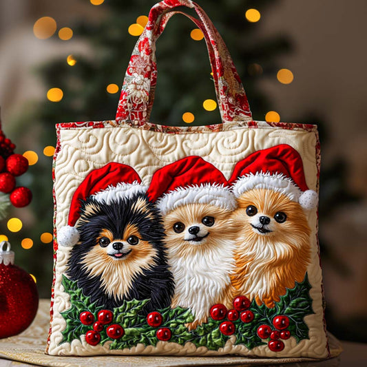 Pom Holiday Joy Quilted Tote Bag NCU0NT9880