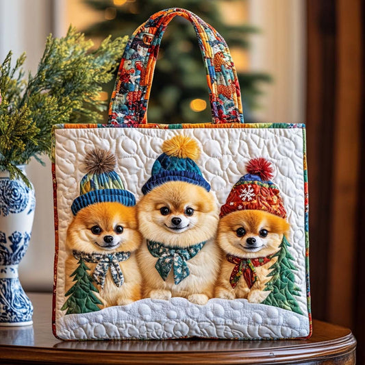 Pom Winter Trio Quilted Tote Bag NCU0NT9885