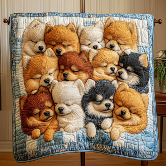 Pomeranian Snuggle Time Quilted Blanket TZL0PT0493