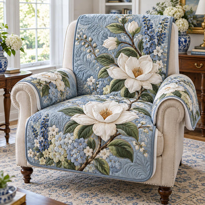 Powder Blue Magnolia Quilted Sofa Cover TZL0DV522