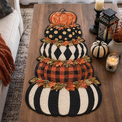 Pumpkin Parade Custom Shape Quilted Table Runner SN0DV125