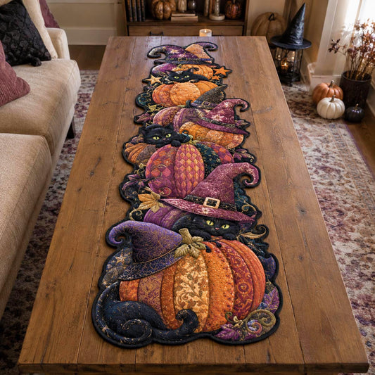 Pumpkin Witch Parade Custom Shape Quilted Table Runner SN0DV134