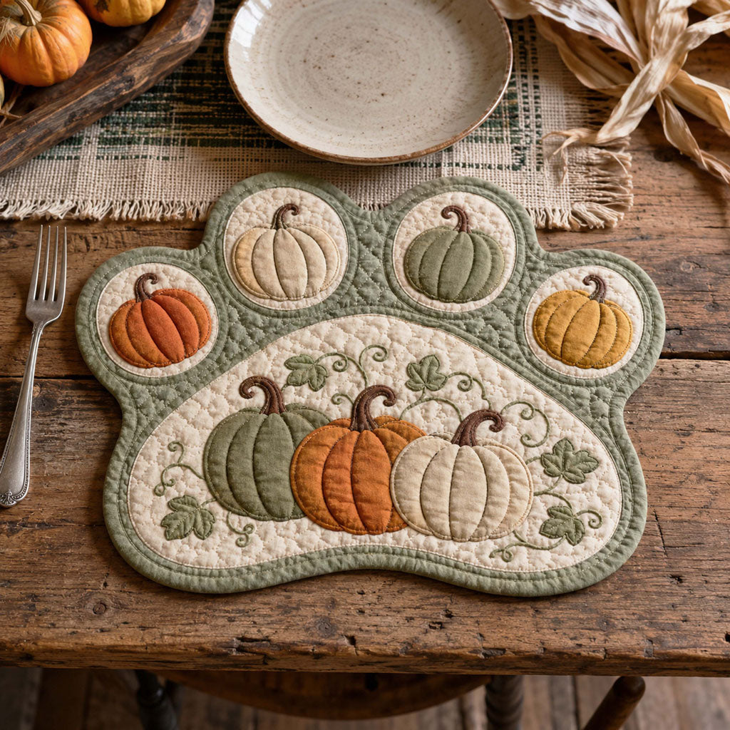 Pumpkin Paws Custom Shape Quilted Placemat SN0TD051