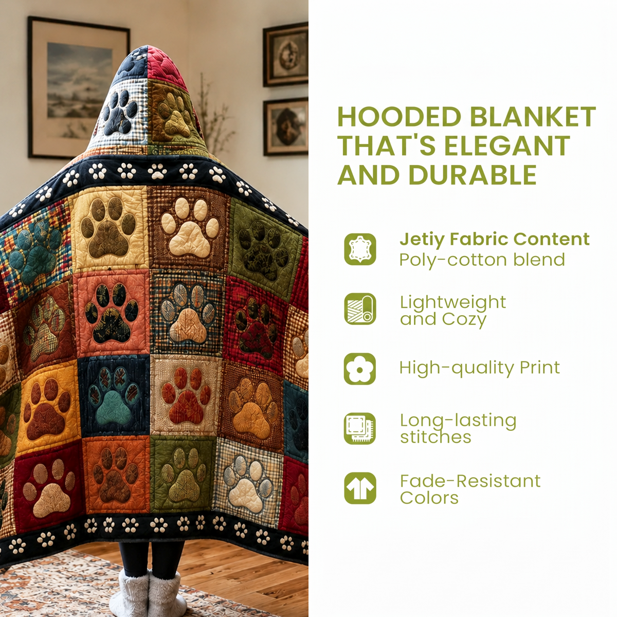 Mountain Bear Quilted Hooded Blanket TZL0TV034