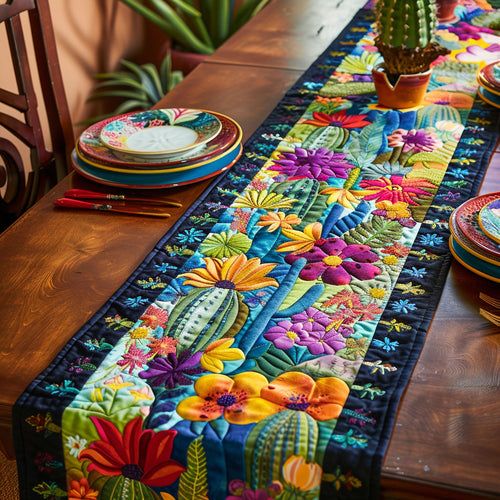 Radiant Cactus Desert Flora Quilted Table Runner NCU0PD121