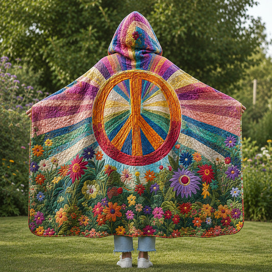 Rainbow Peace Quilted Hooded Blanket TZL0TV018