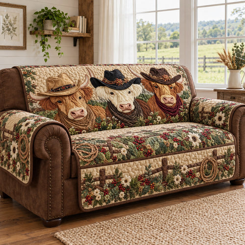 Ranch Fence Cowboys Quilted Sofa Cover TZL0PT0769