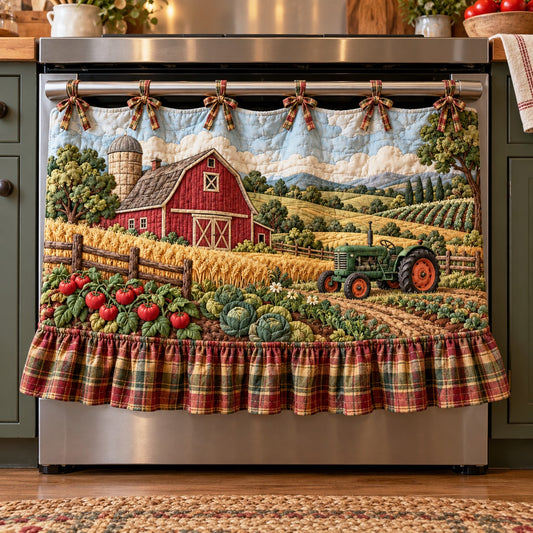 Red Barn Harvest Quilted Oven Curtain TZL0TV225