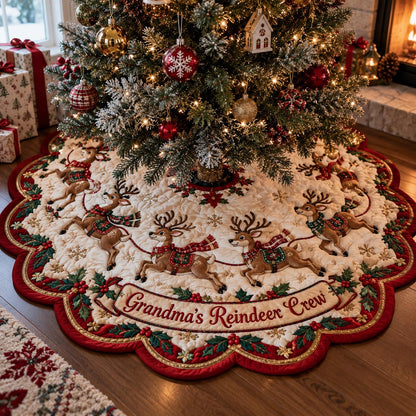 Reindeer Parade Custom Shape Christmas Quilted Tree Skirt TZL0DV179