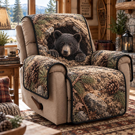 Rocky Forest Bear Quilted Sofa Cover TZL0DV356